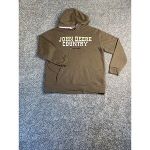 John Deere Sweater Womens Large Brown Tractor Outdoor Hoodie Ladies FLAW